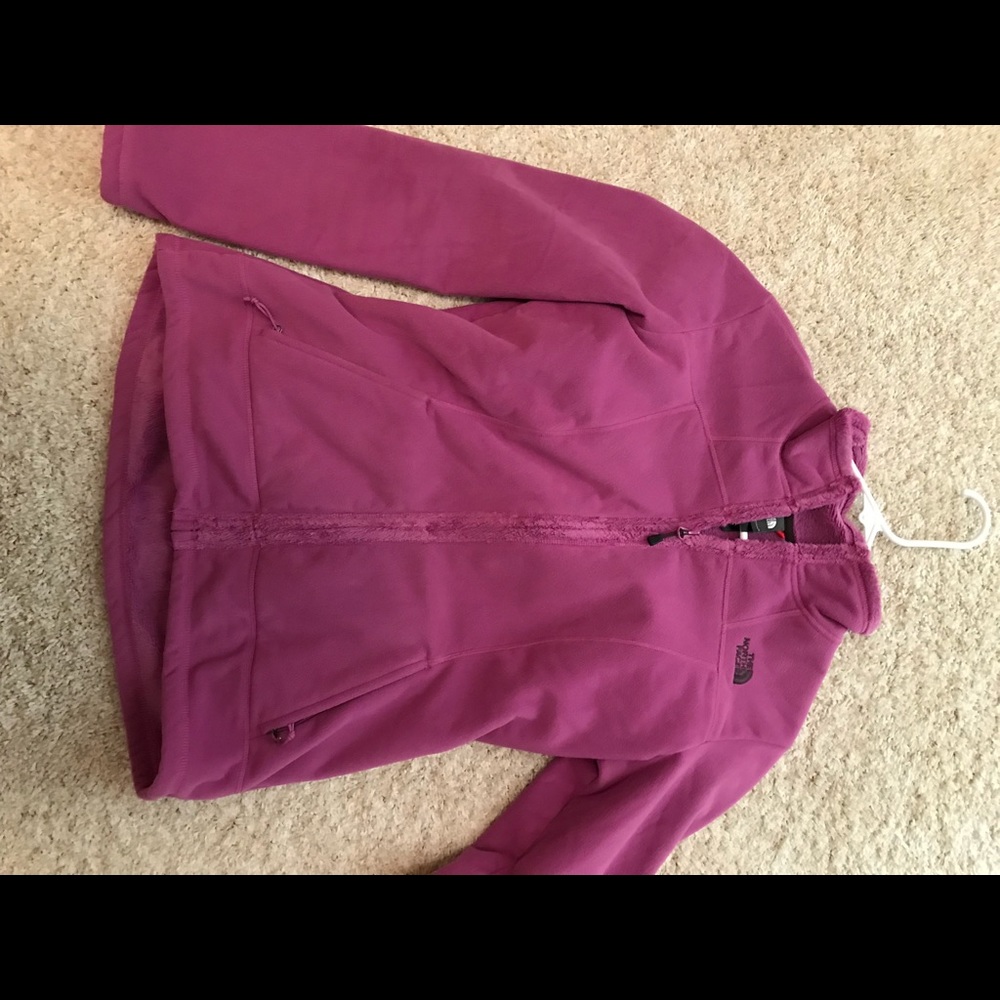 Pinkish purple fur lined north face